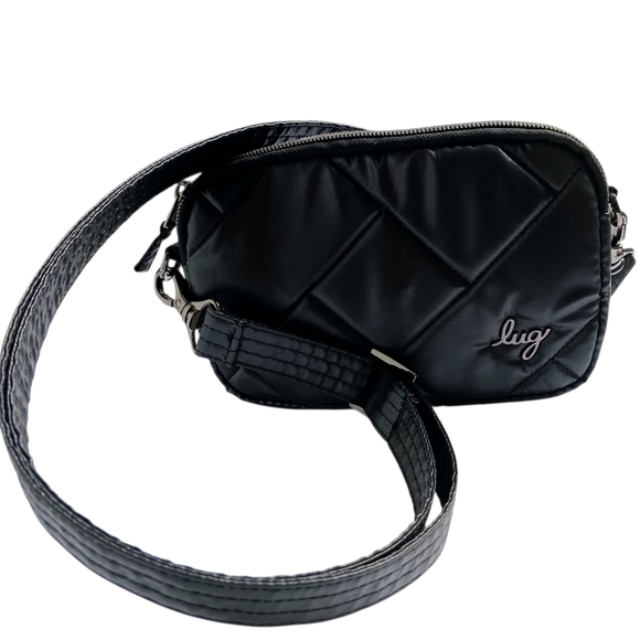 LUG Coupe SE Crossbody Convertable Belt Pack Chic Minimalist Metalic Black - Picture 5 of 15